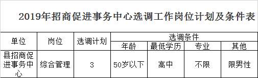 2019年招商促进事务中心选调工作岗位计划及条件表.png