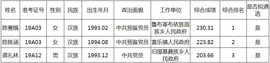 中共罗平县委组织部2019年公开遴选公务员拟遴选人员名单.jpg