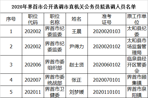 2020年界首市公开选调市直机关公务员拟选调人员公示.png