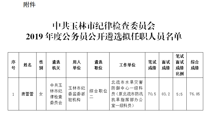 中共玉林市纪律检查委员会2019年度公务员公开遴选拟任职人员名单.png