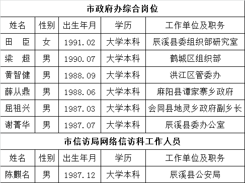 怀化市人民政府办公室拟选调工作人员公示.png