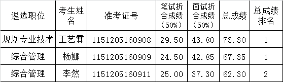 南充市城乡规划和测绘地理信息局高坪区办公室、嘉陵区办公室遴选公务员考试总成绩及排名.png