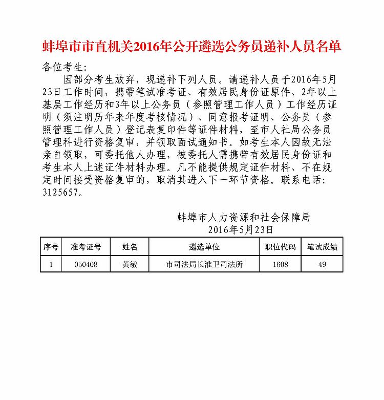 蚌埠市市直机关2016年公开遴选公务员递补人员名单.jpg