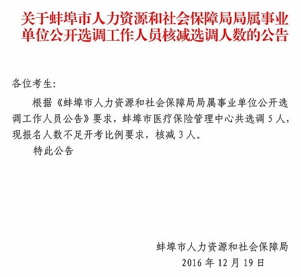 关于蚌埠市人社局局属事业单位公开选调工作人员核减选调人数的公告.jpg