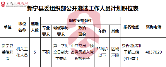 新宁县委组织部公开遴选工作人员计划职位表.png